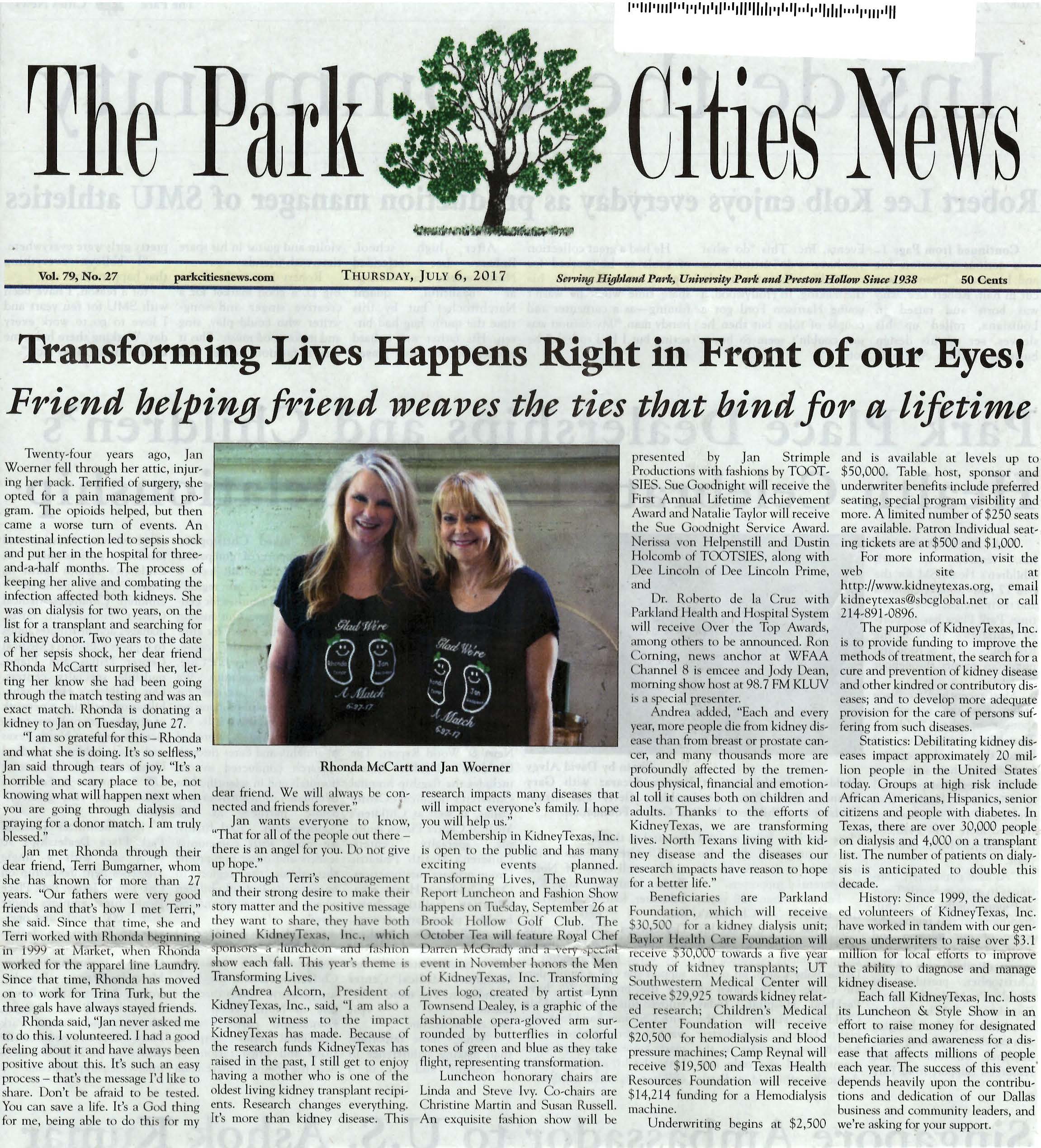The Park Cities News - THANK YOU MARJ WATERS!